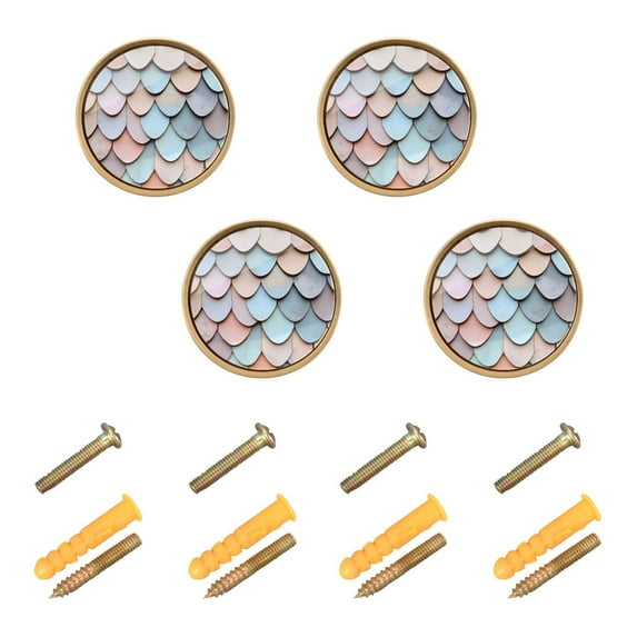 Yayeee 8 Pack Cabinet Knobs with Screws Round Zinc Drawer Pulls for Kitchen, Blue Shimmering Pattern