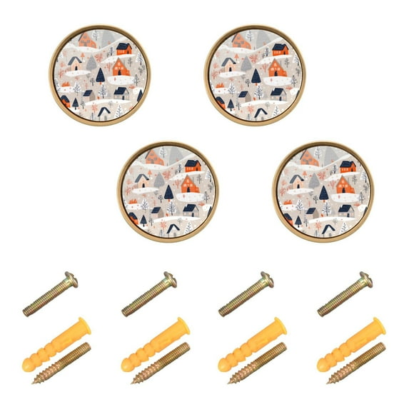 Yayeee 8 Pack Cabinet Knobs with Screws Round Zinc Drawer Pulls for Kitchen, Cartoon Gray Houses