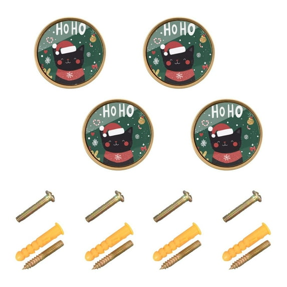 Yayeee 8 Pack Cabinet Knobs with Screws Round Zinc Drawer Pulls for Kitchen, Christmas Cat