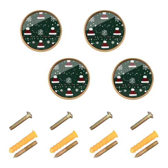 Yayeee 8 Pack Cabinet Knobs with Screws Round Zinc Drawer Pulls for Kitchen, Christmas Santa Hats