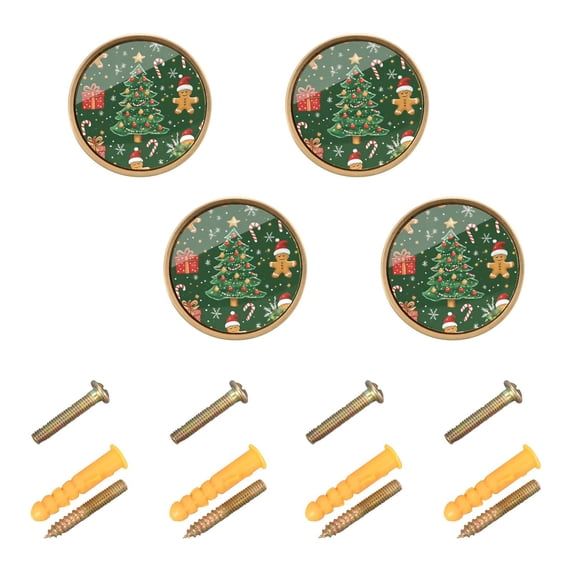 Yayeee 8 Pack Cabinet Knobs with Screws Round Zinc Drawer Pulls for Kitchen, Christmas Tree