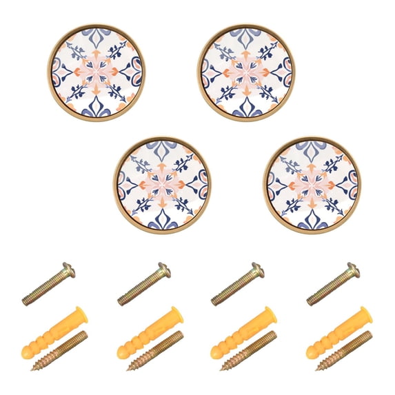 Yayeee 8 Pack Cabinet Knobs with Screws Round Zinc Drawer Pulls for Kitchen, Colorful Abstract Pattern