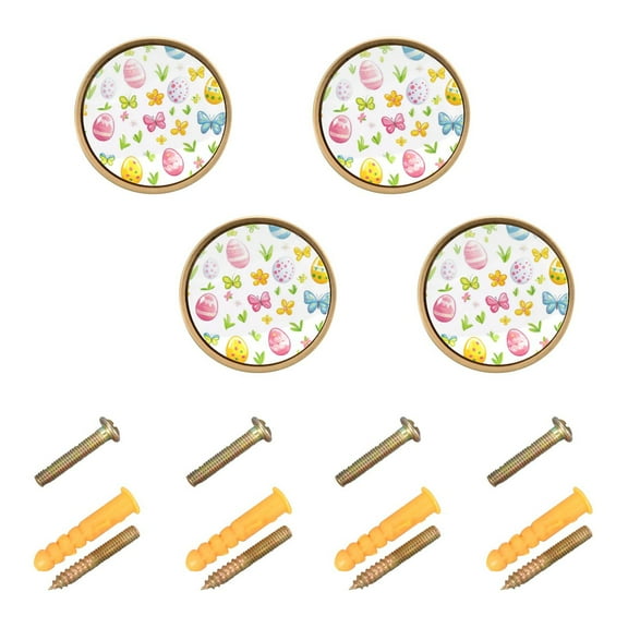 Yayeee 8 Pack Cabinet Knobs with Screws Round Zinc Drawer Pulls for Kitchen, Colorful Easter Eggs