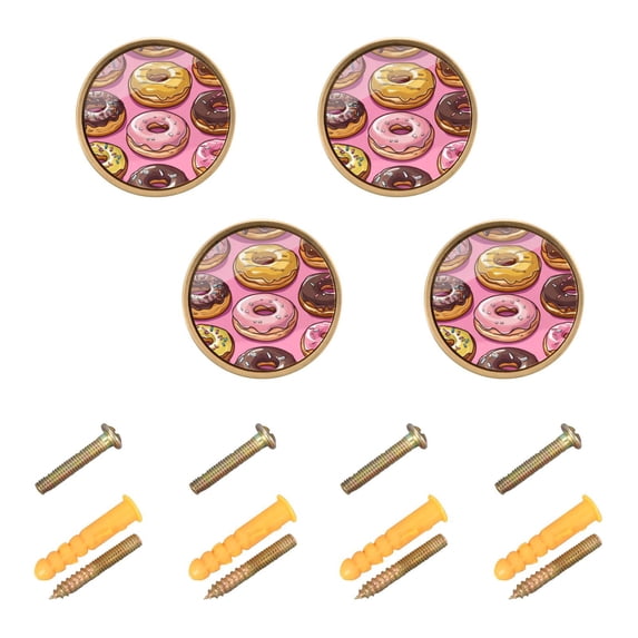 Yayeee 8 Pack Cabinet Knobs with Screws Round Zinc Drawer Pulls for Kitchen, Cute Doughnuts Pattern