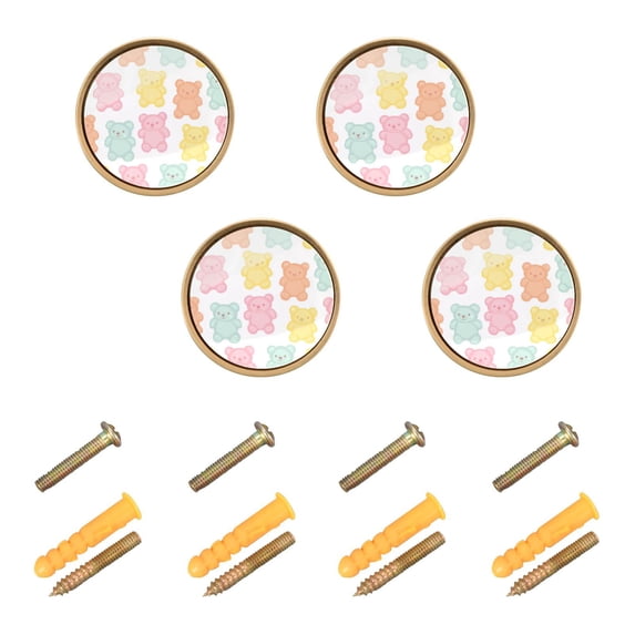Yayeee 8 Pack Cabinet Knobs with Screws Round Zinc Drawer Pulls for Kitchen, Cute Gummy Bears Pattern
