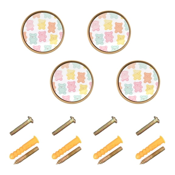 Yayeee 8 Pack Cabinet Knobs with Screws Round Zinc Drawer Pulls for Kitchen, Cute Gummy Bears Pattern