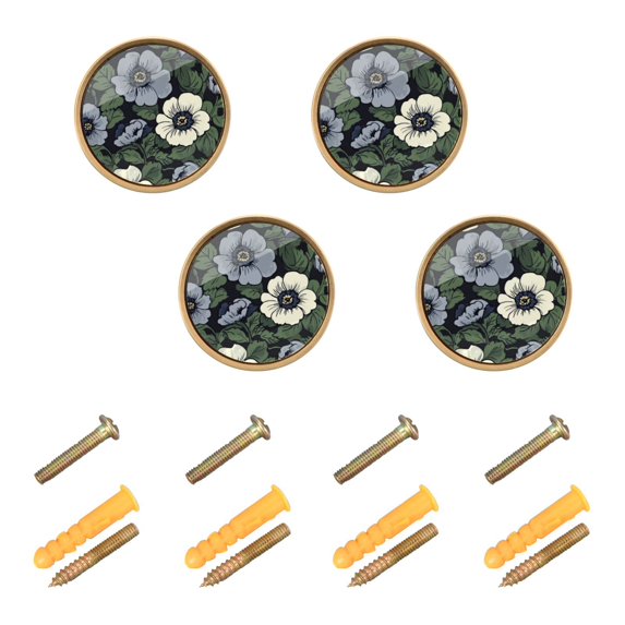 Yayeee 8 Pack Cabinet Knobs with Screws Round Zinc Drawer Pulls for Kitchen, Dark Floral
