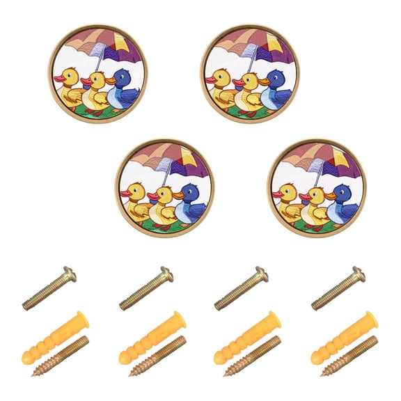 Yayeee 8 Pack Cabinet Knobs with Screws Round Zinc Drawer Pulls for Kitchen, Duck Umbrella