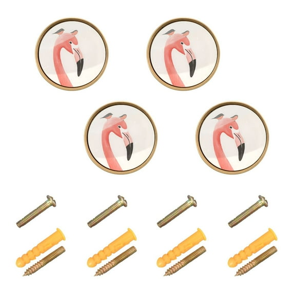 Yayeee 8 Pack Cabinet Knobs with Screws Round Zinc Drawer Pulls for Kitchen, Flamingo Head Bird