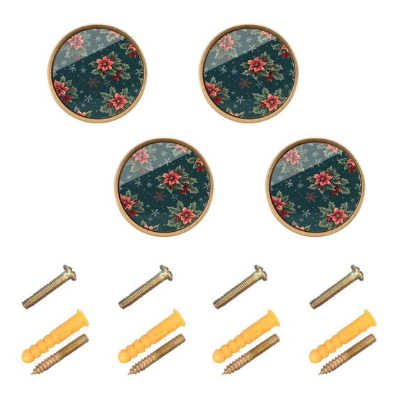 Yayeee 8 Pack Cabinet Knobs with Screws Round Zinc Drawer Pulls for Kitchen, Floral Christmas