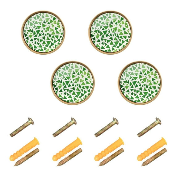 Yayeee 8 Pack Cabinet Knobs with Screws Round Zinc Drawer Pulls for Kitchen, Green Dot Triangles Pattern