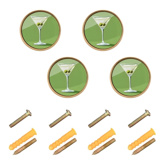 Yayeee 8 Pack Cabinet Knobs with Screws Round Zinc Drawer Pulls for Kitchen, Green Martini Glass