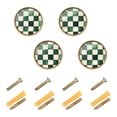 thumbnail image 1 of Yayeee 8 Pack Cabinet Knobs with Screws Round Zinc Drawer Pulls for Kitchen, Green and White Plaid Pattern, 1 of 9