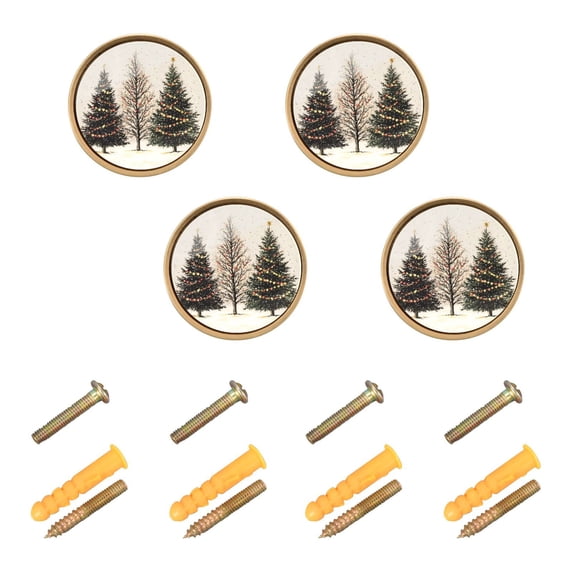 Yayeee 8 Pack Cabinet Knobs with Screws Round Zinc Drawer Pulls for Kitchen, Hand Drawn Christmas Stars