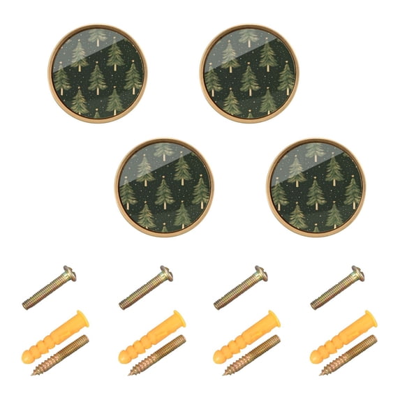 Yayeee 8 Pack Cabinet Knobs with Screws Round Zinc Drawer Pulls for Kitchen, Hand Drawn Christmas Trees