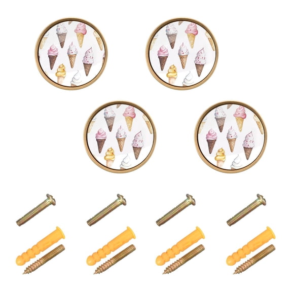 Yayeee 8 Pack Cabinet Knobs with Screws Round Zinc Drawer Pulls for Kitchen, Ice Cream Pattern