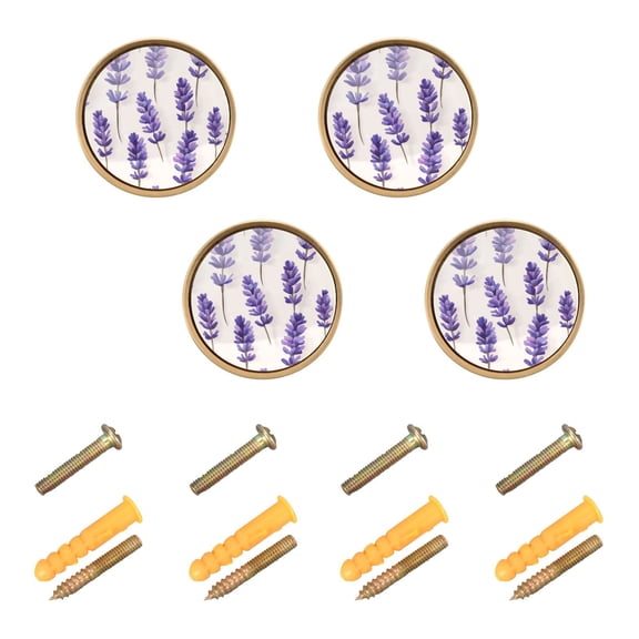 Yayeee 8 Pack Cabinet Knobs with Screws Round Zinc Drawer Pulls for Kitchen, Lavender Pattern