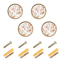 Yayeee 8 Pack Cabinet Knobs with Screws Round Zinc Drawer Pulls for Kitchen, Orange Floral Blooms
