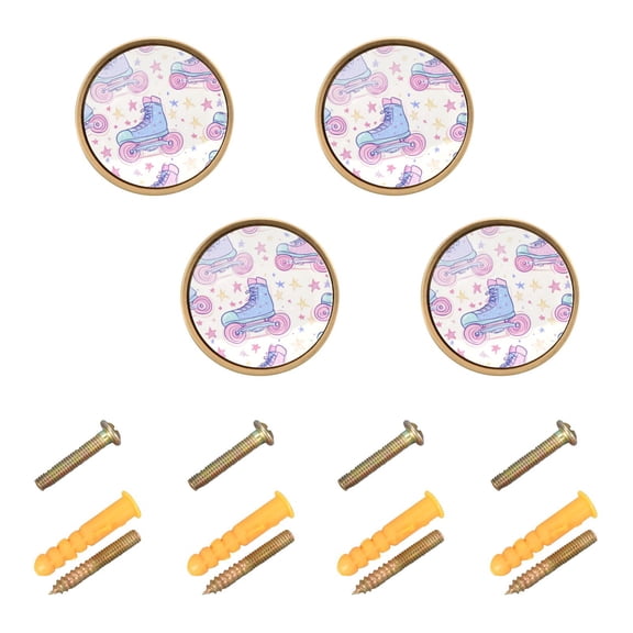 Yayeee 8 Pack Cabinet Knobs with Screws Round Zinc Drawer Pulls for Kitchen, Pink Skates