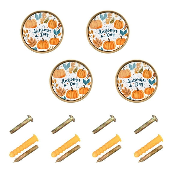 Yayeee 8 Pack Cabinet Knobs with Screws Round Zinc Drawer Pulls for Kitchen, Pumpkins Pattern