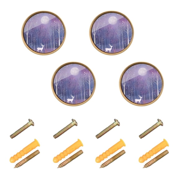 Yayeee 8 Pack Cabinet Knobs with Screws Round Zinc Drawer Pulls for Kitchen, Purple Forest