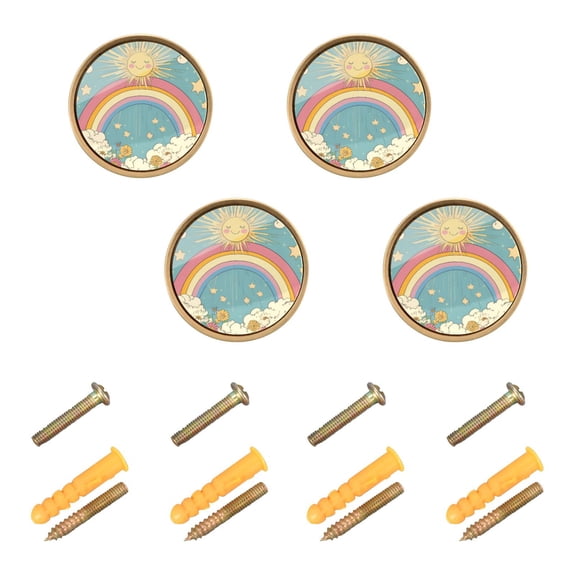 Yayeee 8 Pack Cabinet Knobs with Screws Round Zinc Drawer Pulls for Kitchen, Retro Beige Rainbow