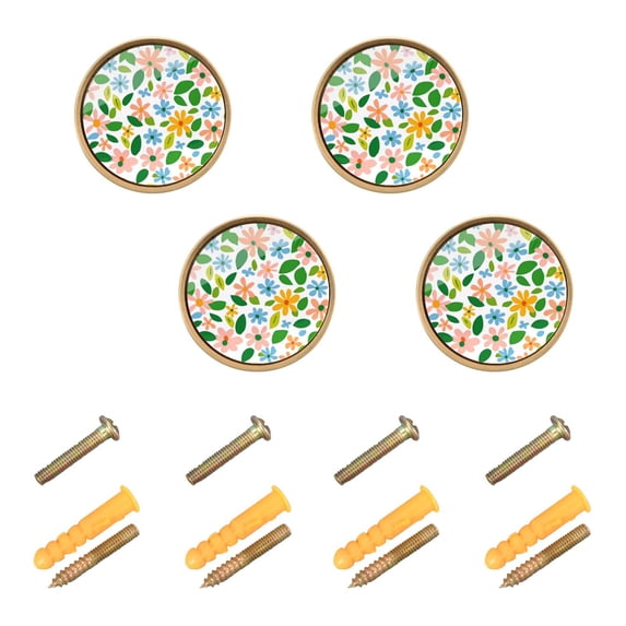 Yayeee 8 Pack Cabinet Knobs with Screws Round Zinc Drawer Pulls for Kitchen, Retro Blue Floral