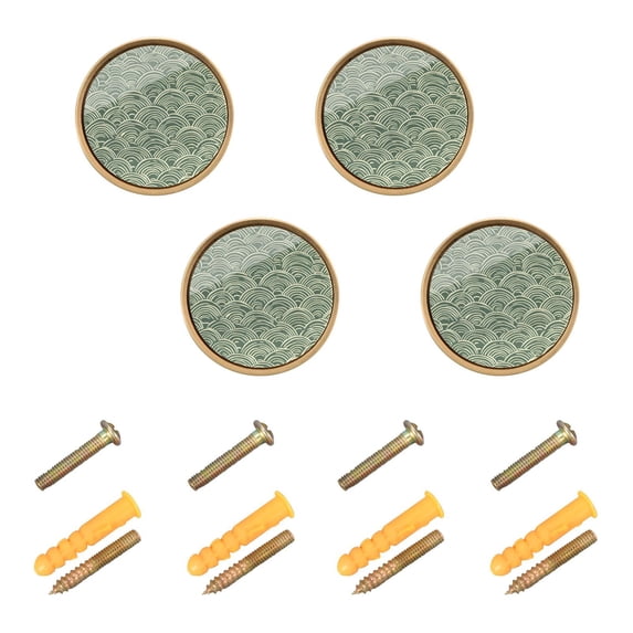 Yayeee 8 Pack Cabinet Knobs with Screws Round Zinc Drawer Pulls for Kitchen, Retro Green Abstract