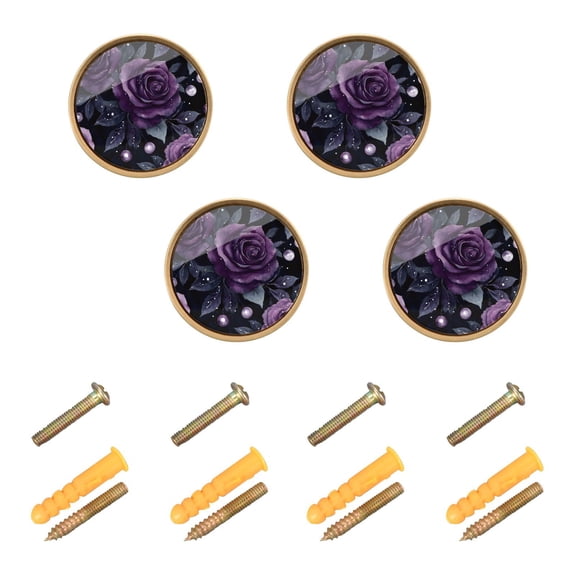 Yayeee 8 Pack Cabinet Knobs with Screws Round Zinc Drawer Pulls for Kitchen, Roses and Pearls