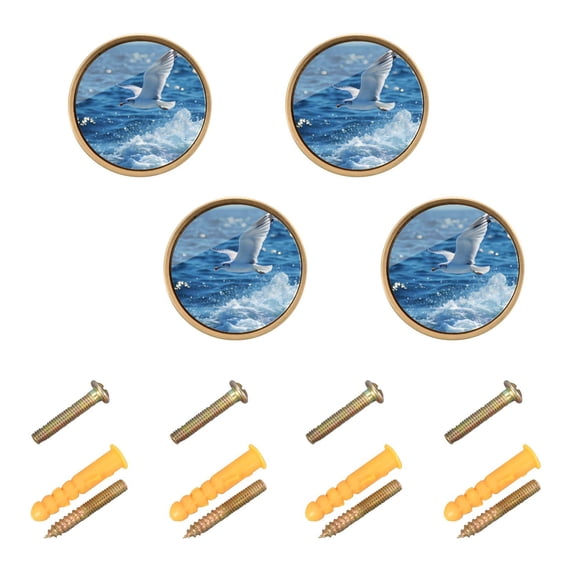 Yayeee 8 Pack Cabinet Knobs with Screws Round Zinc Drawer Pulls for Kitchen, Seagull Sea
