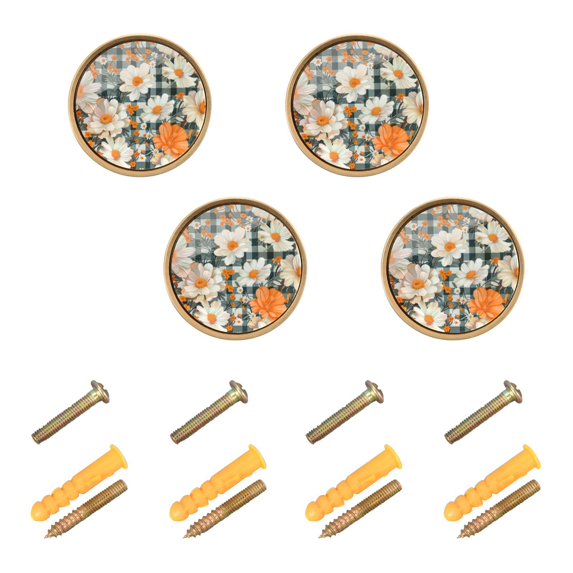 Yayeee 8 Pack Cabinet Knobs with Screws Round Zinc Drawer Pulls for Kitchen, Sunny Blooms