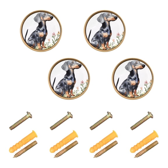 Yayeee 8 Pack Cabinet Knobs with Screws Round Zinc Drawer Pulls for Kitchen, Watercolor Dachshund Pattern