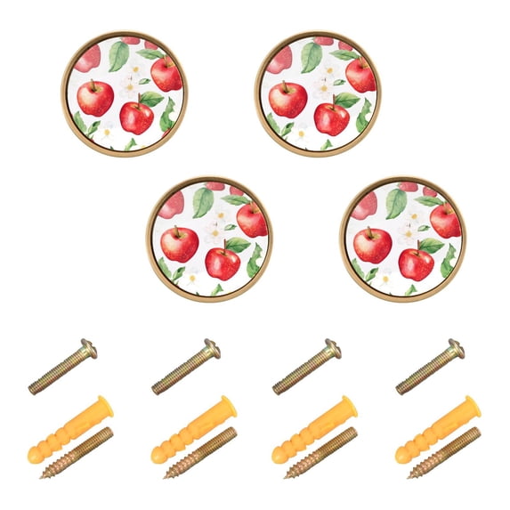 Yayeee 8 Pack Cabinet Knobs with Screws Round Zinc Drawer Pulls for Kitchen, White Apple Pattern