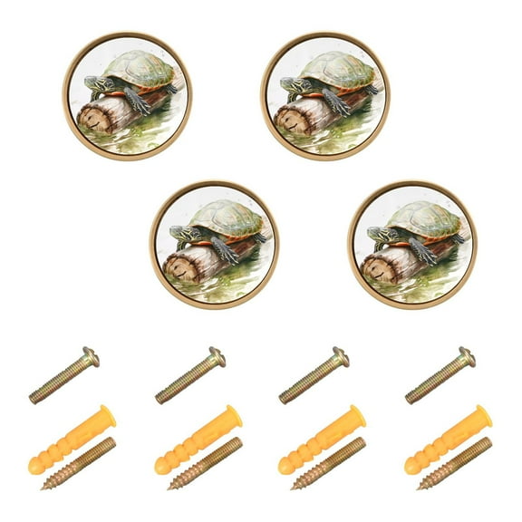 Yayeee 8 Pack Cabinet Knobs with Screws Round Zinc Drawer Pulls for Kitchen, Wooden Pile Turtle