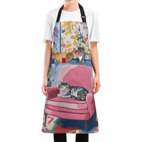 Yayeee Chief Kitchen Apron with Pockets for Cooking Water Resistant Unisex Adjustable Neck Strap, Art Cat