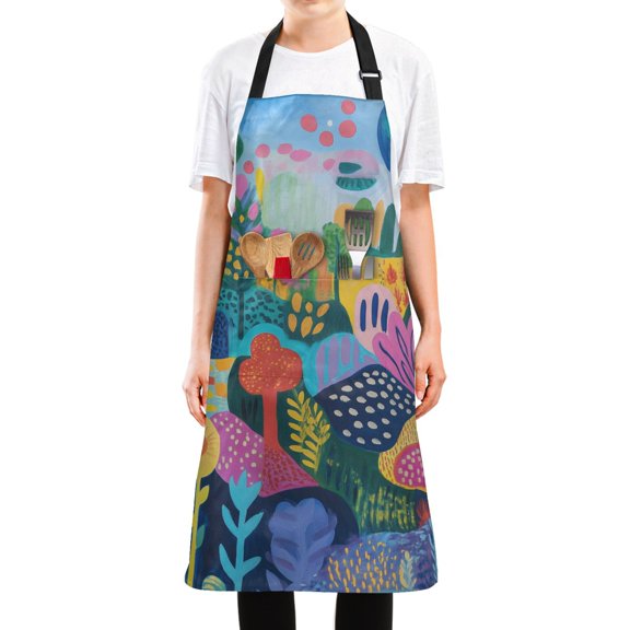Yayeee Chief Kitchen Apron with Pockets for Cooking Water Resistant Unisex Adjustable Neck Strap, Art Plants