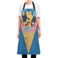 thumbnail image 1 of Yayeee Chief Kitchen Apron with Pockets for Cooking Water Resistant Unisex Adjustable Neck Strap, Colorful Ice Cream Cat, 1 of 7