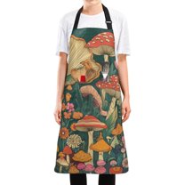 Yayeee Chief Kitchen Apron with Pockets for Cooking Water Resistant Unisex Adjustable Neck Strap, Floral Mushroom