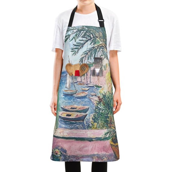 Yayeee Chief Kitchen Apron with Pockets for Cooking Water Resistant Unisex Adjustable Neck Strap, Ocean Boat