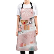Yayeee Chief Kitchen Apron with Pockets for Cooking Water Resistant Unisex Adjustable Neck Strap, Pink Christmas Snowman
