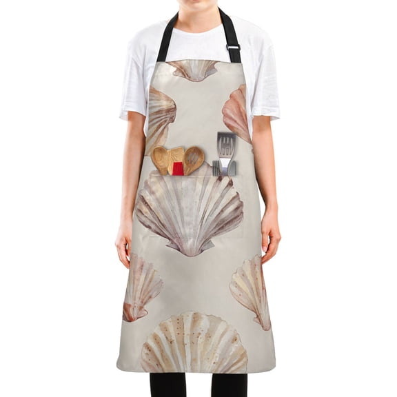 Yayeee Chief Kitchen Apron with Pockets for Cooking Water Resistant Unisex Adjustable Neck Strap, Purple Seashell