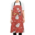 thumbnail image 1 of Yayeee Chief Kitchen Apron with Pockets for Cooking Water Resistant Unisex Adjustable Neck Strap, Red Snowman, 1 of 7