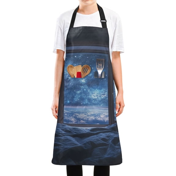 Yayeee Chief Kitchen Apron with Pockets for Cooking Water Resistant Unisex Adjustable Neck Strap, Window Space