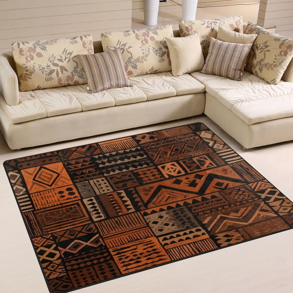 Yayeee Area Rugs for Living Room 5.2'x4' Non Slip Washable Bedroom Floor Carpet, Abstract Tribal Pattern