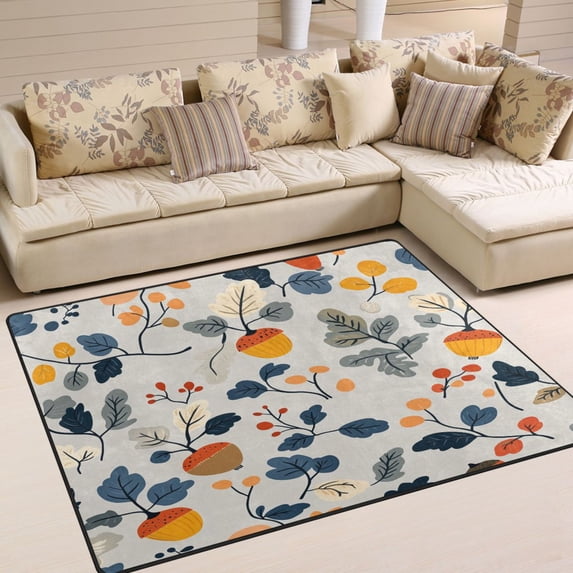 Yayeee Area Rugs for Living Room 5.2'x4' Non Slip Washable Bedroom Floor Carpet, Acorn Leaves Pattern