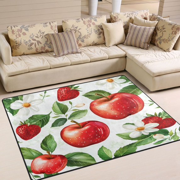 Yayeee Area Rugs for Living Room 5.2'x4' Non Slip Washable Bedroom Floor Carpet, Apple Pattern