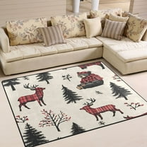 Yayeee Area Rugs for Living Room 5.2'x4' Non Slip Washable Bedroom Floor Carpet, Beige Christmas Plaid