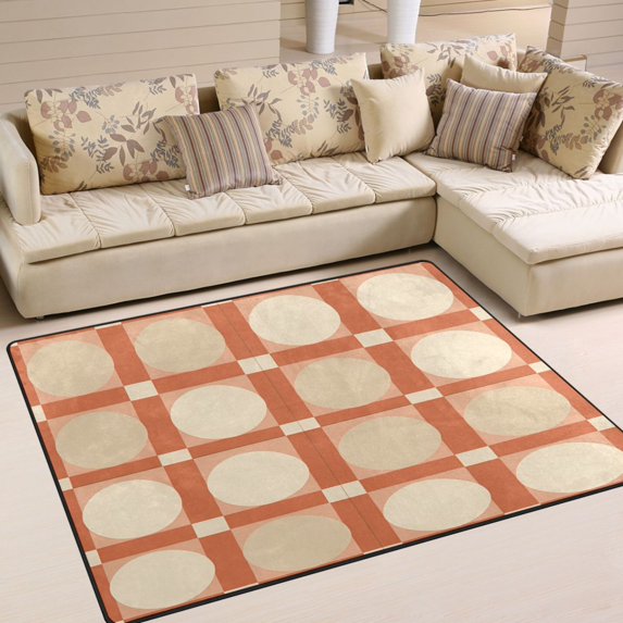 Yayeee Area Rugs for Living Room 5.2'x4' Non Slip Washable Bedroom Floor Carpet, Beige Geometric