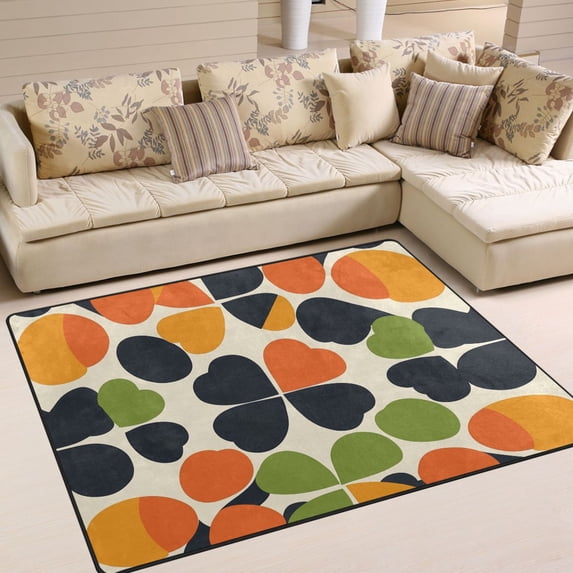 Yayeee Area Rugs for Living Room 5.2'x4' Indoor Non Slip Washable Bedroom Carpet, Black Clover Pattern