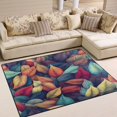 thumbnail image 1 of Yayeee Area Rugs for Living Room 5.2'x4' Non Slip Washable Bedroom Floor Carpet, Blue Vibrant Leaves Pattern, 1 of 5